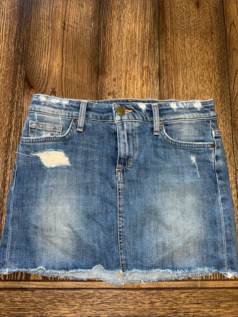 Joe's Jeans Light Blue Distressed Denim Mini Skirt 2014